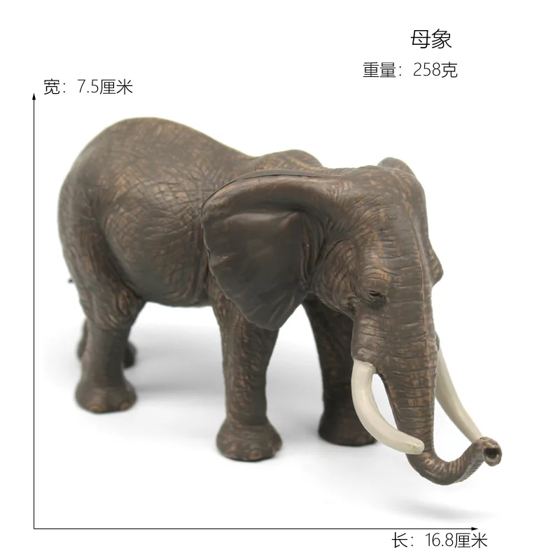 Simulated Wild Animals Model Realistic Plastic Animal Action Figure for Animal Collection (Elephant Family)