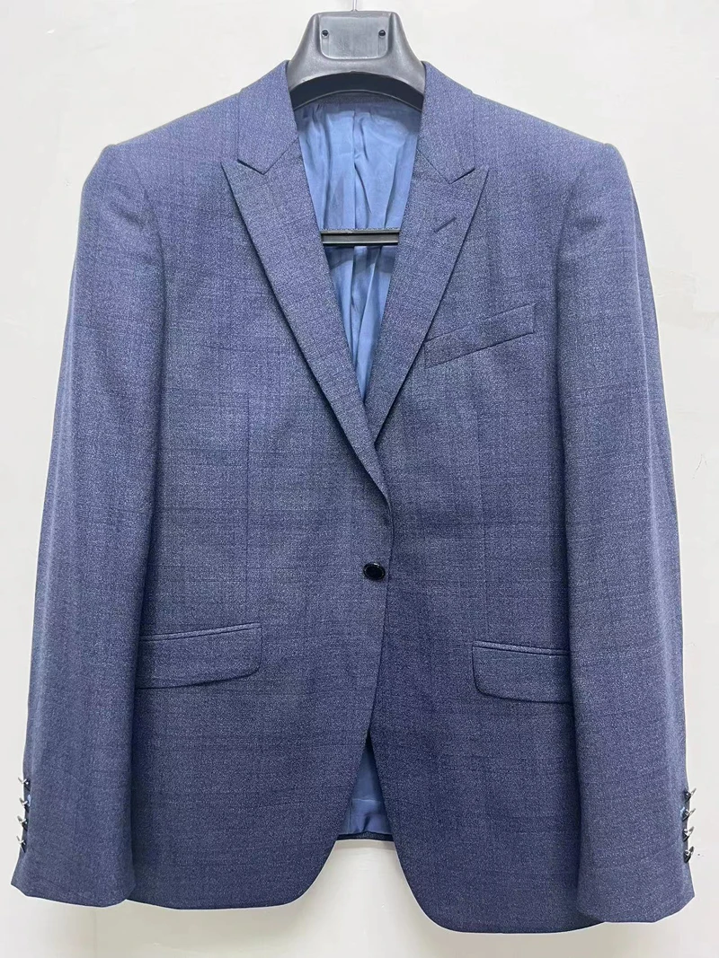 

Busin Casual Slim Fit Men's Wool Suit Double Slit Notch Lapel Single Button Regular Collar Workwear Spring Autumn