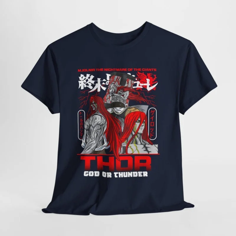 Record of Ragnarok Thor Graphic T‑Shirt Shuumatsu No Valkyrie Anime Print Men Casual Short Sleeve Unisex Streetwear Tees Tops