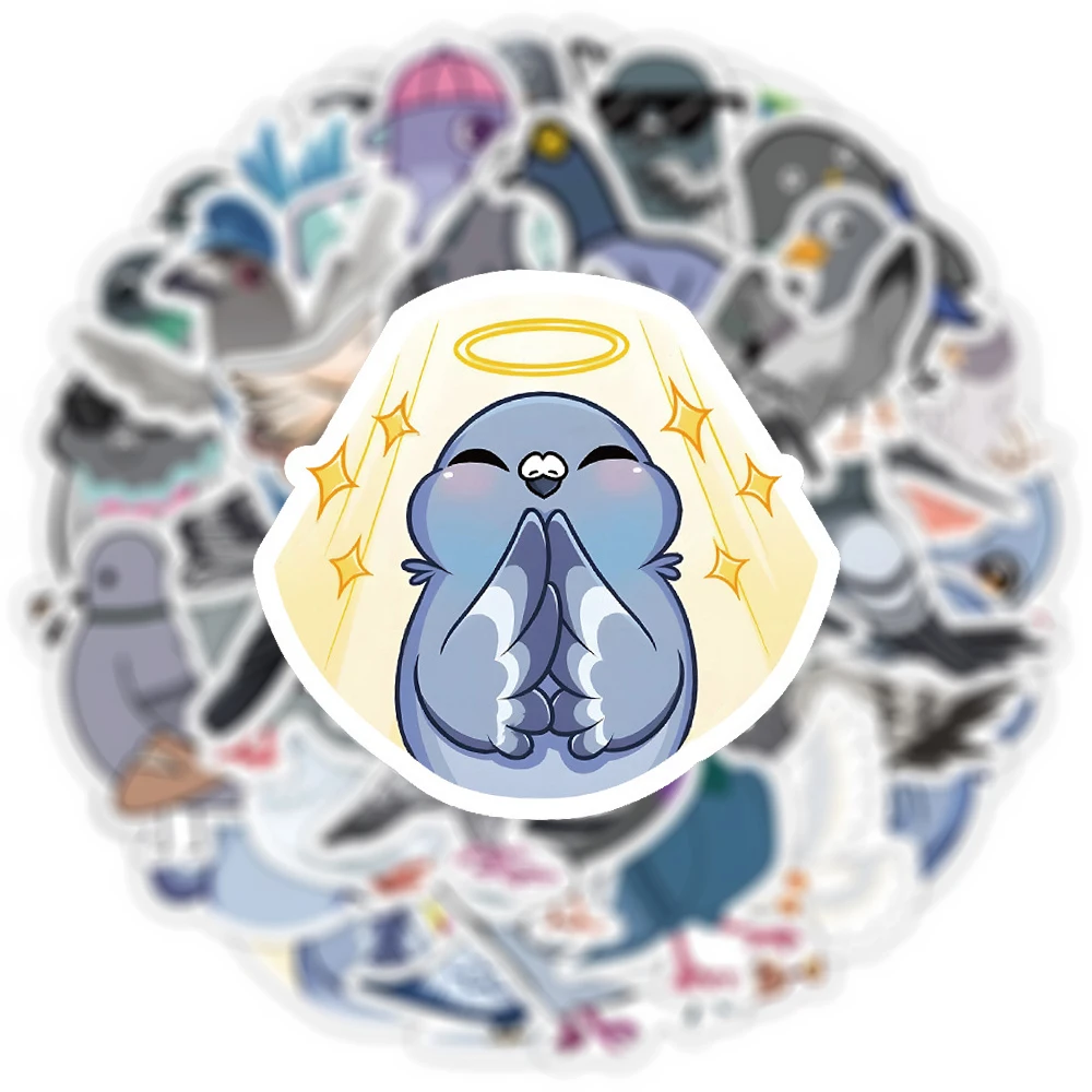 10/30/50pcs Cartoon Cute Animal Pigeon Stickers Funny Grey Dove Graffiti Decals Waterproof DIY Scrapbook Suitcase Phone Sticker