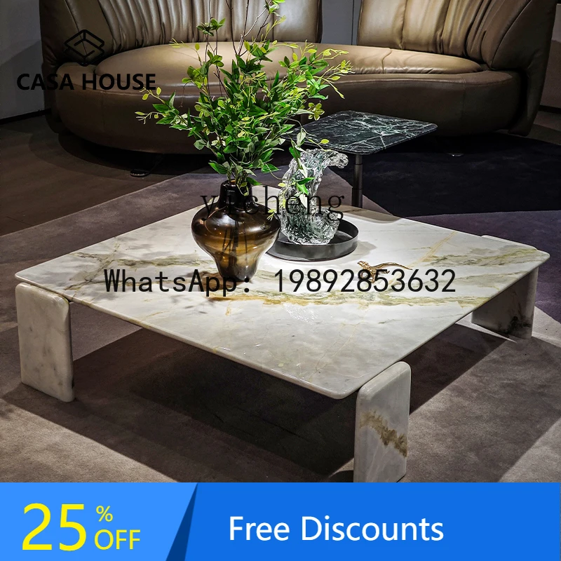 

LYY minimalist natural marble coffee table luxury stone modern living room combination special-shaped square coffee table