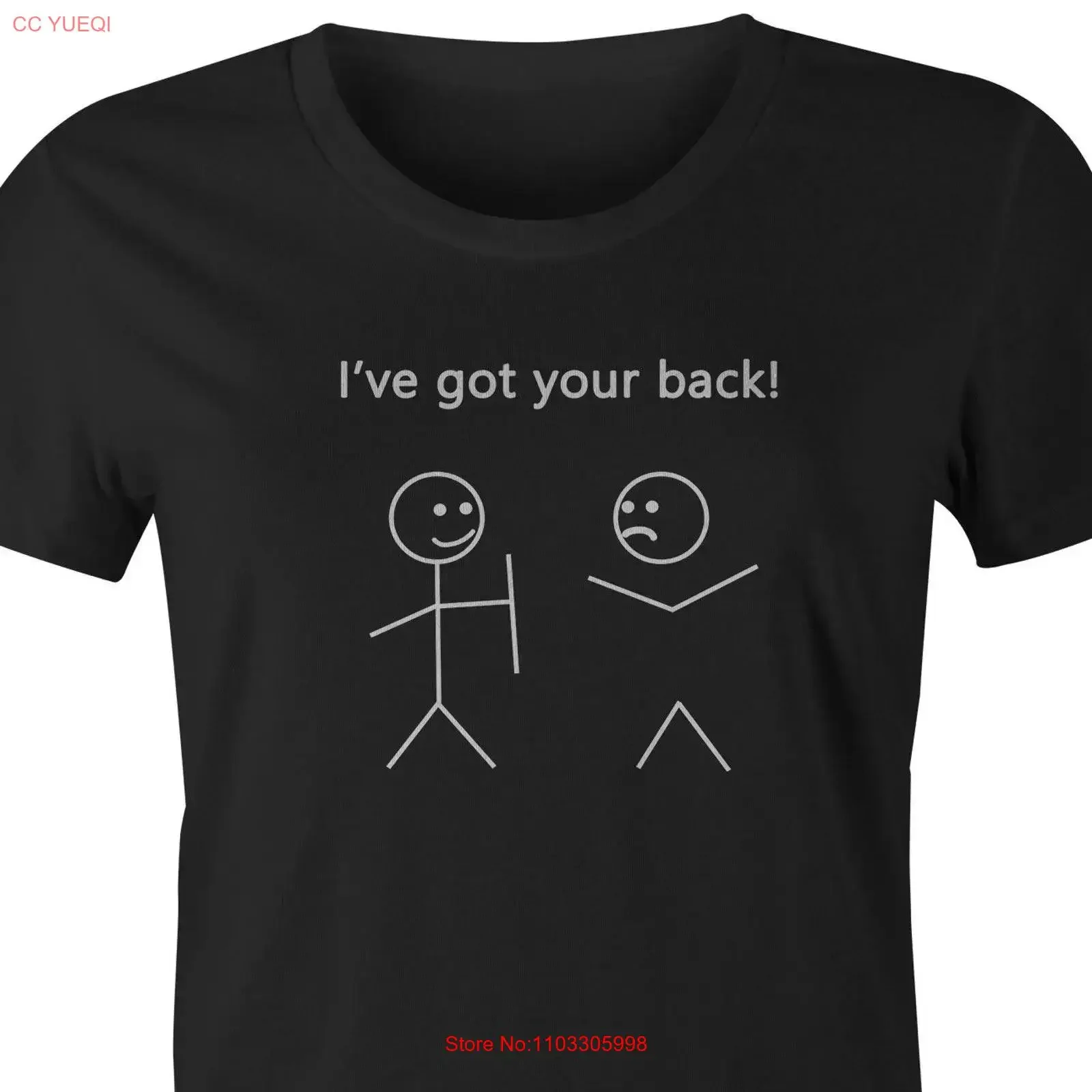 9 Crowns T-Shirt, lustiges „I've Got Your Back Stick Figure“-Vintage-T-Shirt, gewaschen, lässig, leicht bequem, stilvolles Oberteil für den Alltag