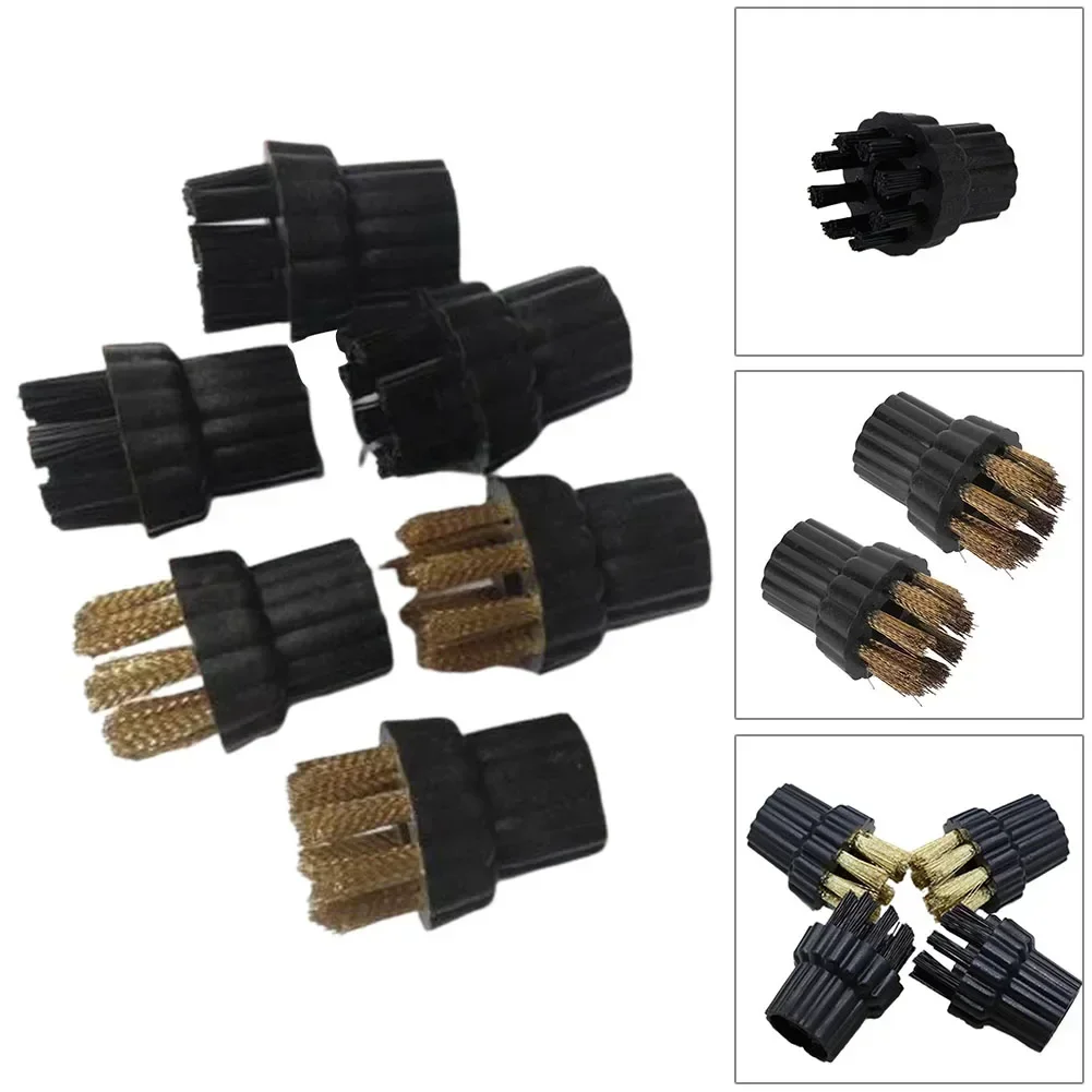 6pcs Steam Cleaner Brass Nylon Brush Head For Steam Mop Steam Cleaner Brush Brass Nylon Components Head Spare Accessories