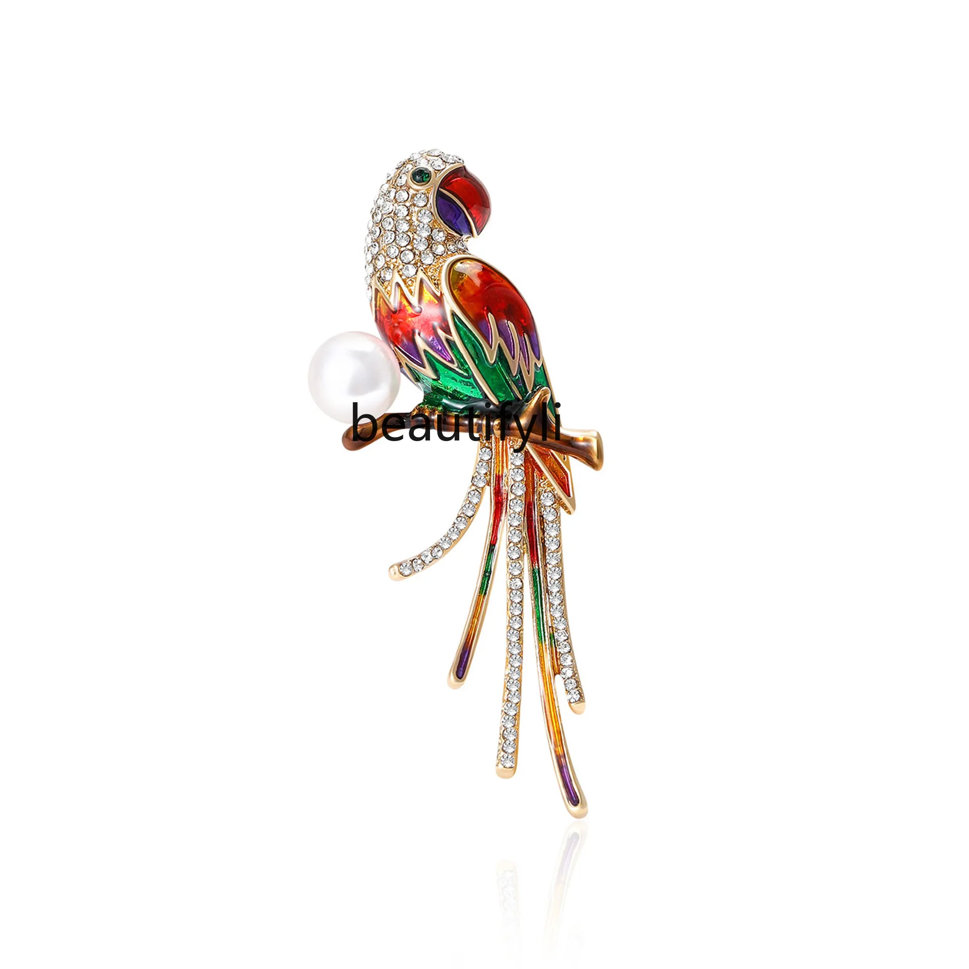

Creative alloy rhinestone parrot brooch European and American versatile men's and women's suit coat corsage jewelry pin