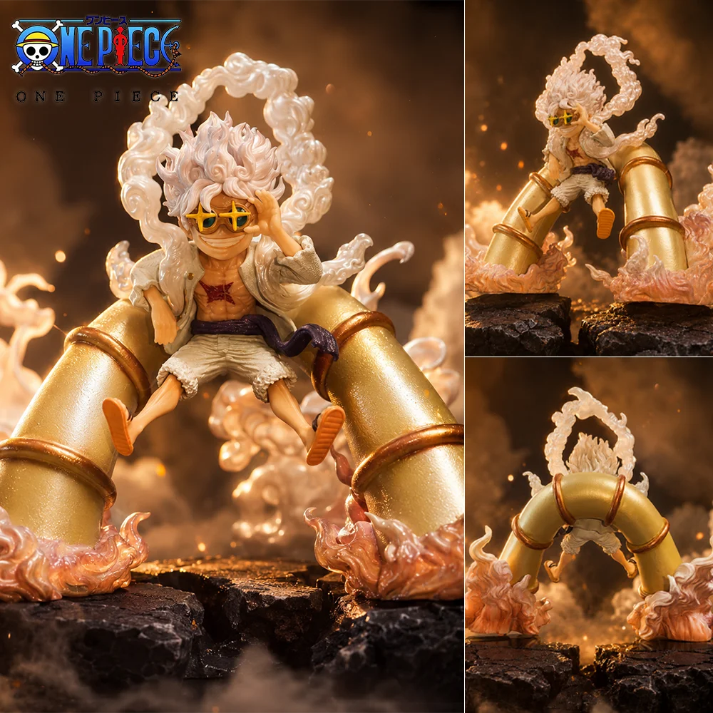 1 Stück 11,5cm/4,53 Zoll Offizielle One Piece Gear 5 Nika Luffy Figur Anime PVC-Statue Desktop-Auto-Ornament Sammlerstück Modell Spielzeug Geschenk