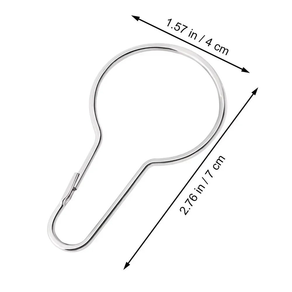 Shower Curtain Rings 12 Pcs Gourd-Shaped Stainless Steel Safety Pin Hooks,  Duty Rust Resistant, Bathroom Accessories