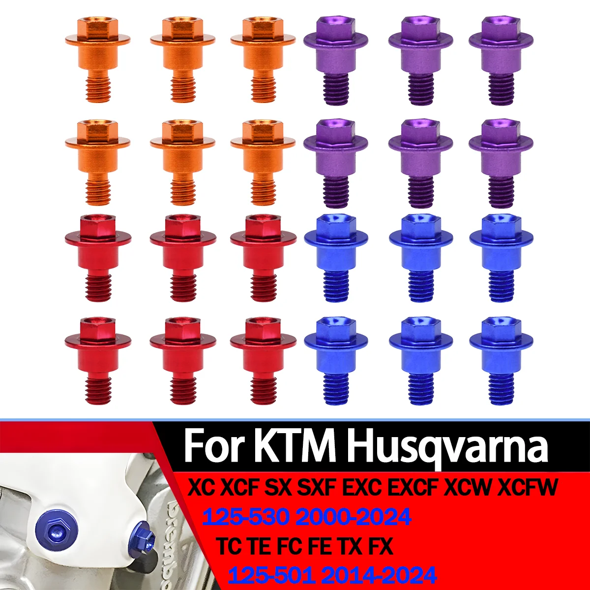 

M6*12 Front Fork Guard Bolt Screw For KTM 50SX 65SX 85SX 125-530 SX SXF XC XCF EXC EXCF XCW XCFW TPI 6Days Husqvarna GasGas 2024