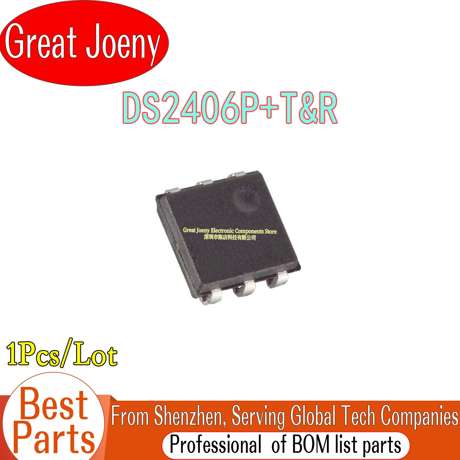 100% New Original DS2406 DS2406P+T&R DS2406P DS2406P+ IC Chipset TSOC-6