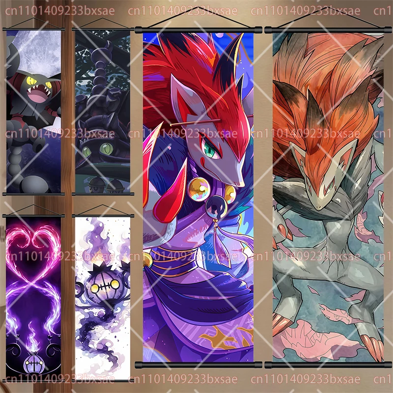Anime Pokemon Zoroark Gliscor Litwick Ampharos Art HD Poster Room Decoration Scroll Painting Children's Holiday Christmas Gift