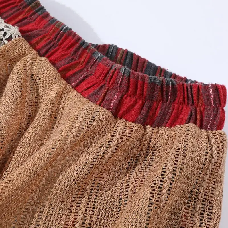 Media falda Irregular para mujer, falda larga de encaje de rejilla para otoño e invierno, falda acampanada de longitud media estilo bosque con temperamento de cintura alta