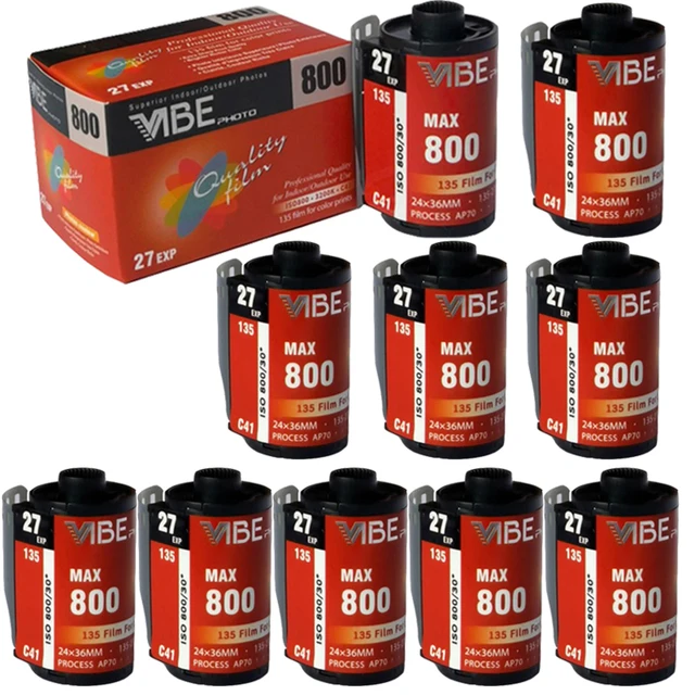 5Roll/6Roll/10Roll VIBE Max 800 Color film ISO 800 135 Negative film 27EXP/Roll for VIBE 501F Camera（Expiration Date: May 2025）