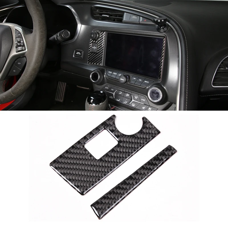 Car Soft Carbon Fiber Interior Navigator Frame Sticker Cover Trim Stickers For Chevrolet Corvette C7 2014-2019