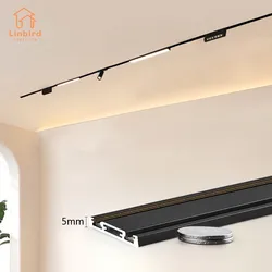 5mm Slim Magnetic Track Light System Black White Ultra Thin Ceiling Surface Mounted Led Rail Lamp Linear Magnet Home Lamps