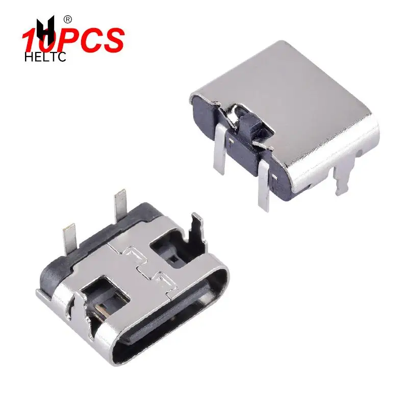 Conector Micro USB tipo C, 10 piezas, 2 pines, conector USB 3,1, conector de alimentación hembra tipo C, Conector de puerto de carga para teléfono