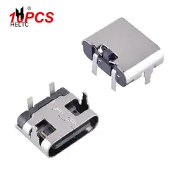 Conector Micro USB tipo C, 10 piezas, 2 pines, conector USB 3,1, conector de alimentación hembra tipo C, Conector de puerto de carga para teléfono móvil DIY