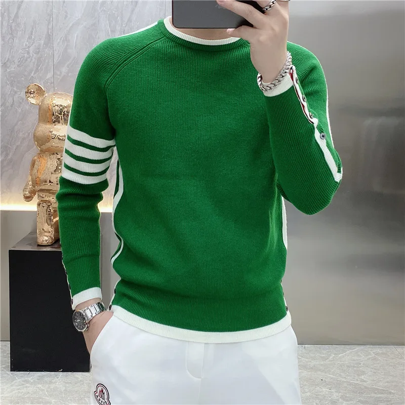 

New round Neck Striped Knitwear Long Sleeve Men's Fashionable Casual Sweater Autumn Winter New Arrival Versatile Style M-4XL