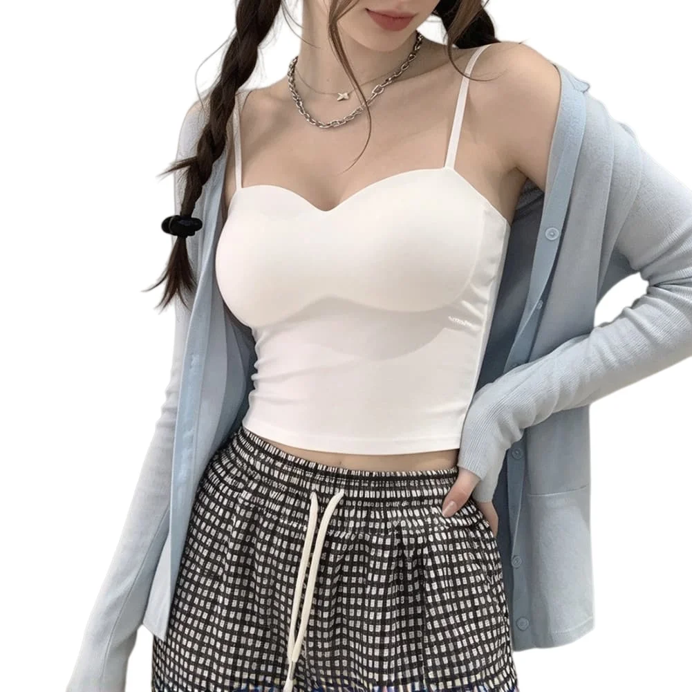 Women's Solid Color Polyester Vest Seamless Strapless Tank For Top for Summer Beach Vacation Cycling Holiday Wear