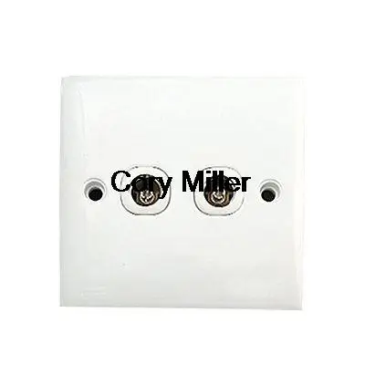 White 2 Gang Double TV Coaxial Outlet Aerial Socket Wall Plate AC 250V 10A