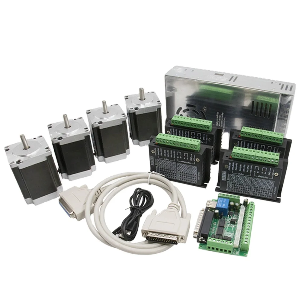 For DM542 + NEMA 23 3.4N.m Hybrid Stepper Motor Kit with 350W Power Supply and Mach3 for CNC Projects