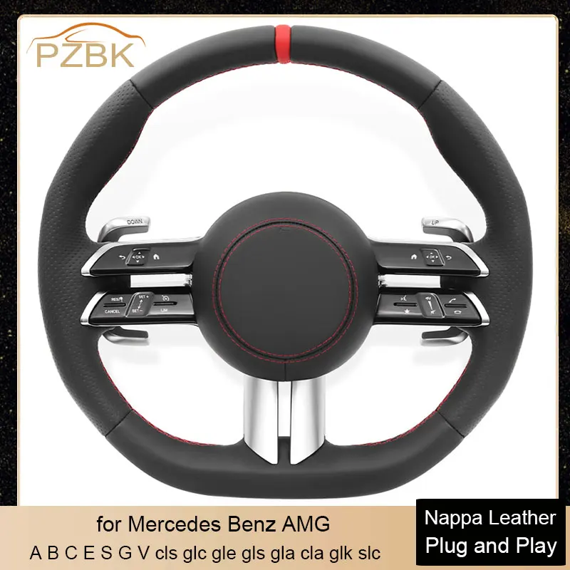 

Car Steering Wheel Full Set with Red Stiching for Mercedes Benz AMG W205 W204 G55 W212 A/B/C/E/S/G/V Class Cls glc gle Gls gla