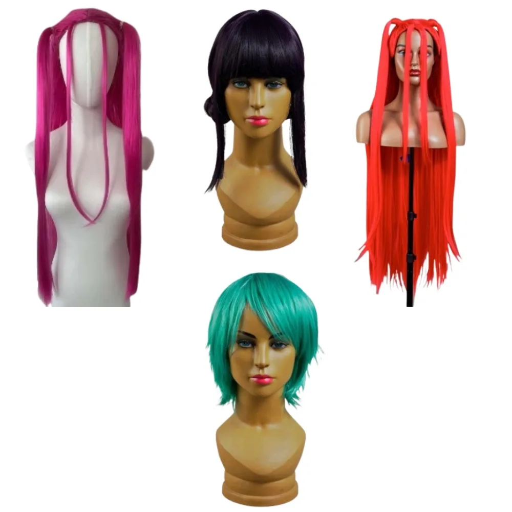 

1/4pcs Synthetic Unisex Cosplay Hair Party BOB Wigs with BangsPink Black Orange Green Halloween Costume Lolita Wig