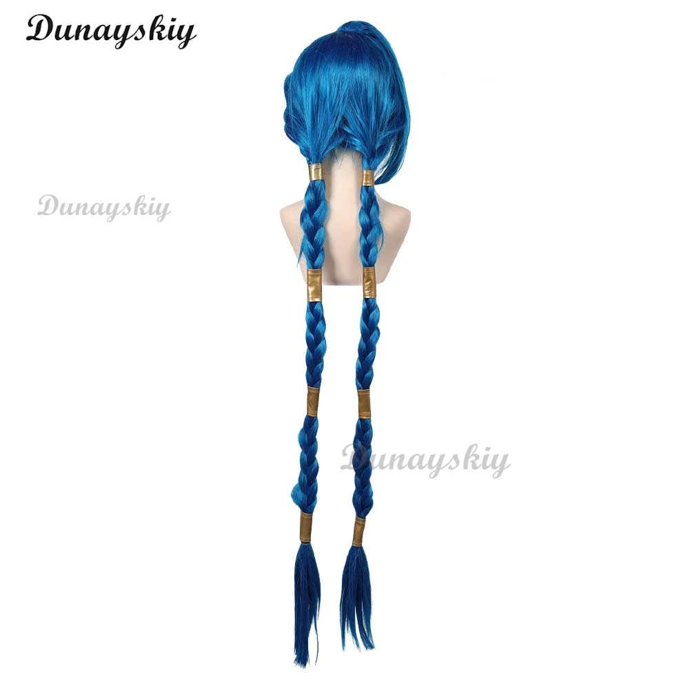 Conjunto de cosplay Arcane Temporada 2 Jinx – Peruca trançada azul-rosa desbotada Assinatura Headwear LOL Roleplay Acessórios de convenção de Halloween