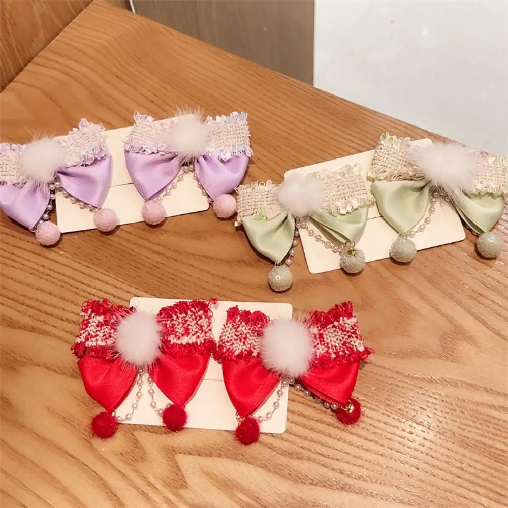 

Hair Accessories Children New Year Hairpin Chinese Style Hanfu Headdress New Year Barrettes Plush Costume Headwear