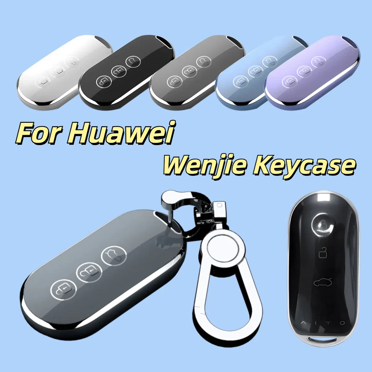 For AITO Huawei Wenjie Keycase M5 M7 M9 Keycover Keyshell TPU soft rubber full protective case buckle Keychain