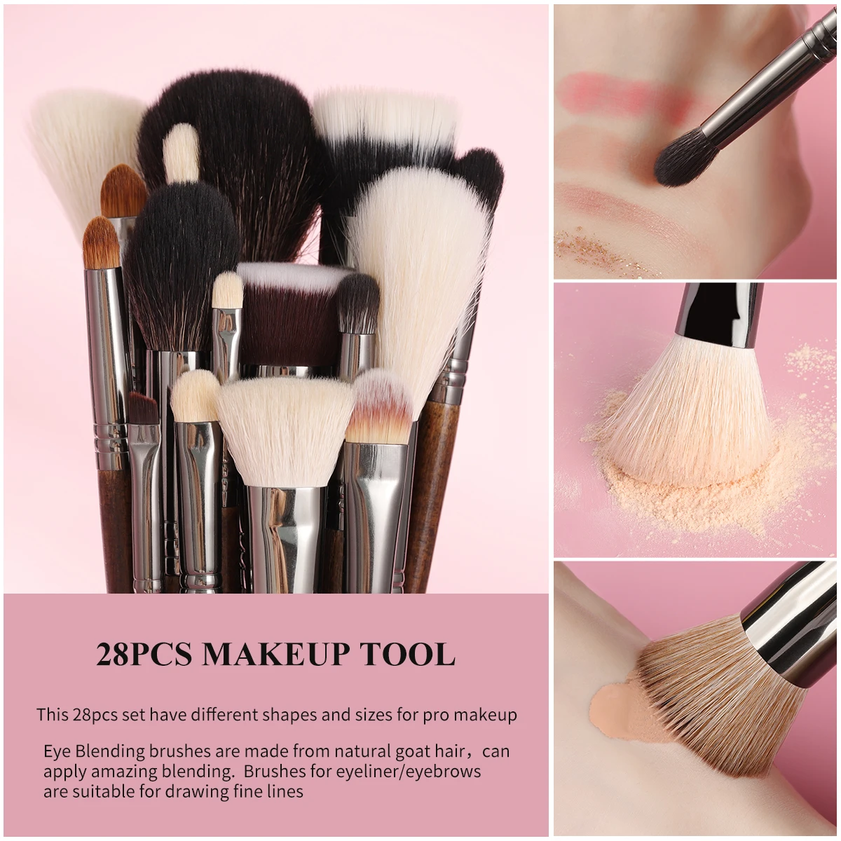 OVW Makeup Brush Set Cosmetic Eyelashes Eyebrow Premium Goat HairEye Shadow Blusher Concealer Sculpting Powder Foundation Tool