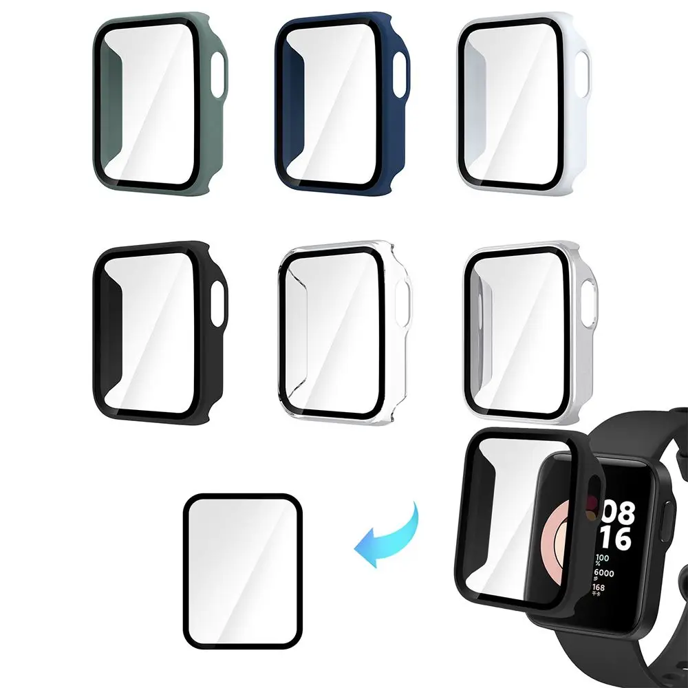 Smart Watch Protective Bumper Cover Hard Full Edge Glass Screen Protector Case Shell Frame For Xiaomi Mi Watch Lite/Redmi