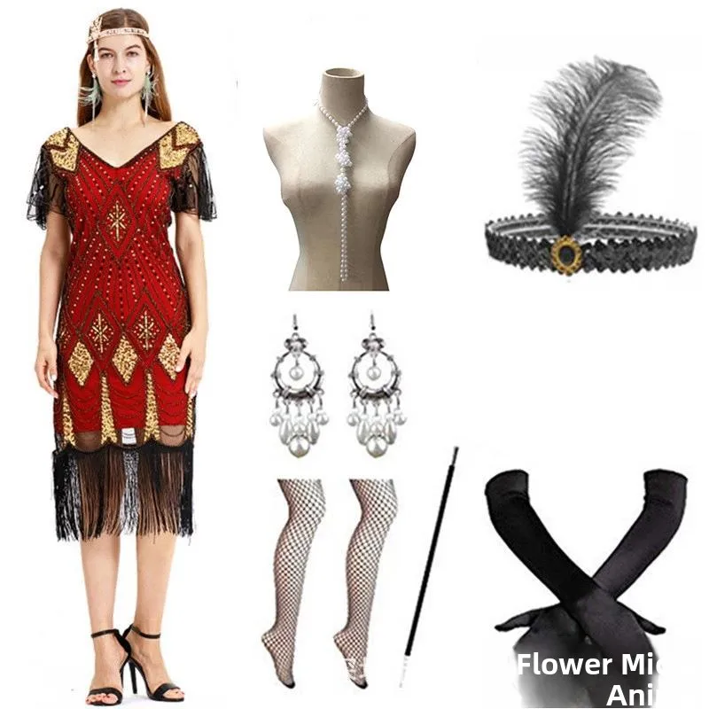 

Горячий костюм S с блестками Dr, костюм для выступлений 920S, платье с блестками в стиле ретро, женская этническая одежда, одежда для выступлений на сцене