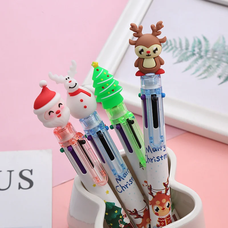 36 Pcs Wholesale Christmas 6-color Ballpoint Pen Cute Student Prize Holiday Gift Colorful Pen Office Stationery Colorful