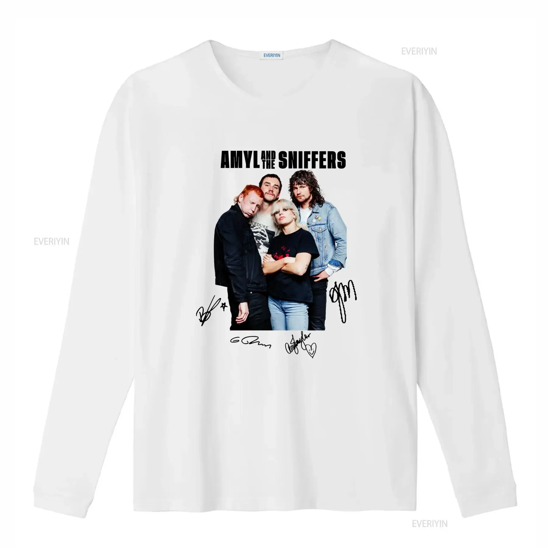 Rare Amyl and the Sniffers Band Signed Member Design White T Shirt All Sizes Available vintage Washed Stylish fashion Slightly
