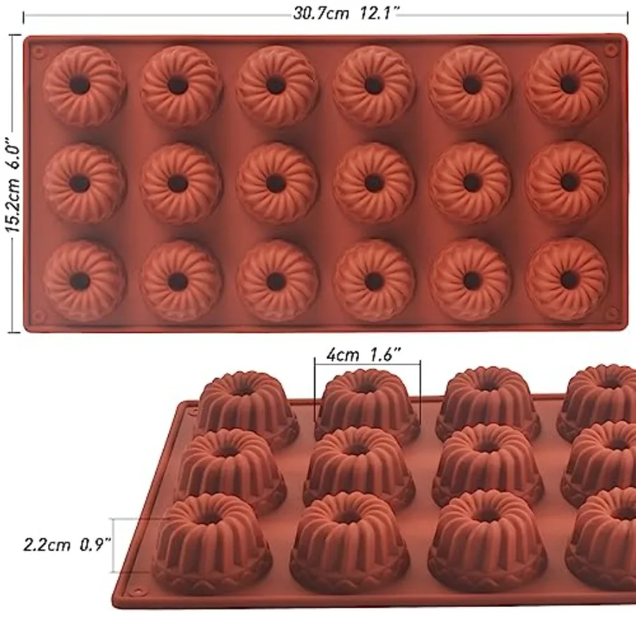 قالب خبز من السيليكون لقوالب حلوى موس شوكولاتة جيلي بودنغ الجمل 18 تجاويف مجموعة من 3