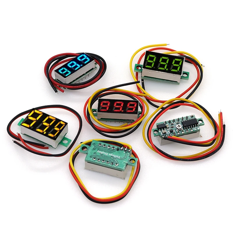 0.28/0.36Inch 2 wire 0-30V / 3 wire DC 0V-100V Digital Voltmeter LED Display Mini 2/3 Wires Voltage Meter Ammeter High Accuracy