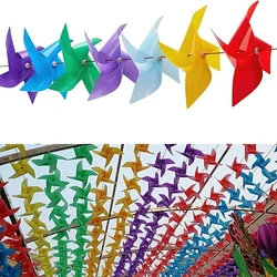 100pcs Plastic Pinwheels with 30m Wire Rope Fitting Windmill Toy for Yard Garden Outdoor Decorations Wind Spinners Gift