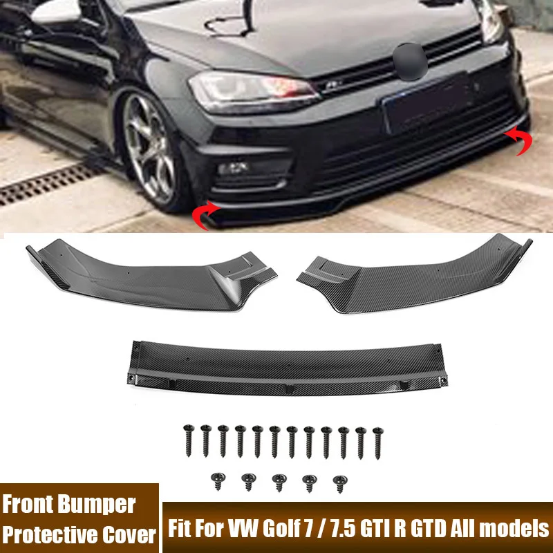 

Car Bumper Lip Body Spoiler Front Lower Bumper Splitter Diffuser Cover Guard Protector Fit For Volkswagen Golf 7 / 7.5 GTI R GTD