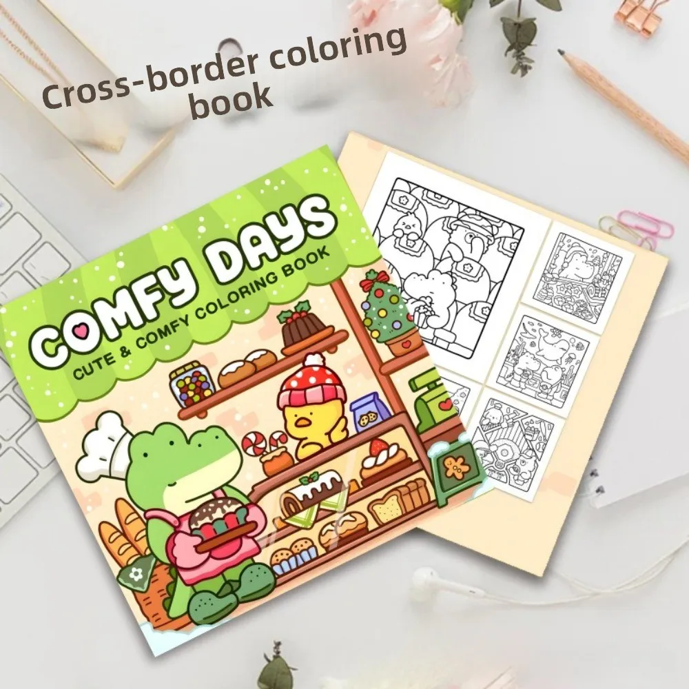 Cute Comfy Days Coloring Book Cozy Illustrations for Adults Stress Relief Relaxation Creative Art Gift