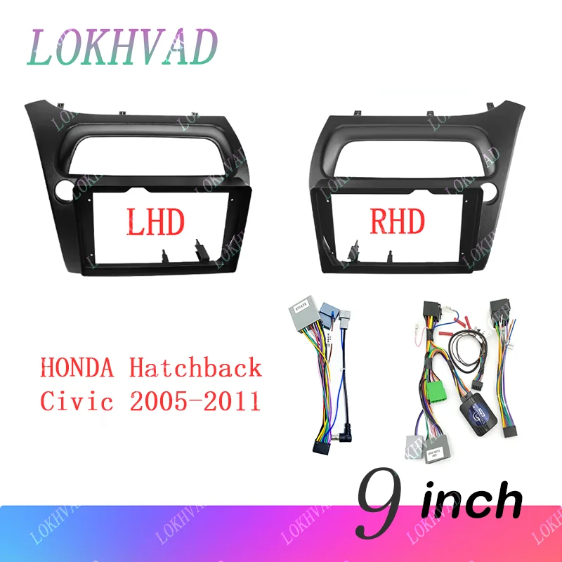 9 inch Car Radio Frame For HONDA Hatchback-Civic 2005-2011 LHD RHD Trim Panel Mount Kit Installation 2 Din Stereo