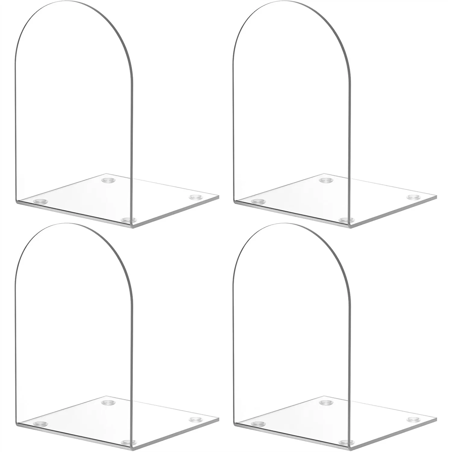 

Acrylic Bookends 4 Pieces Clear for Shelves and Desktop Organizer, Book Stopper with Anti-Slip Pads for Home Office