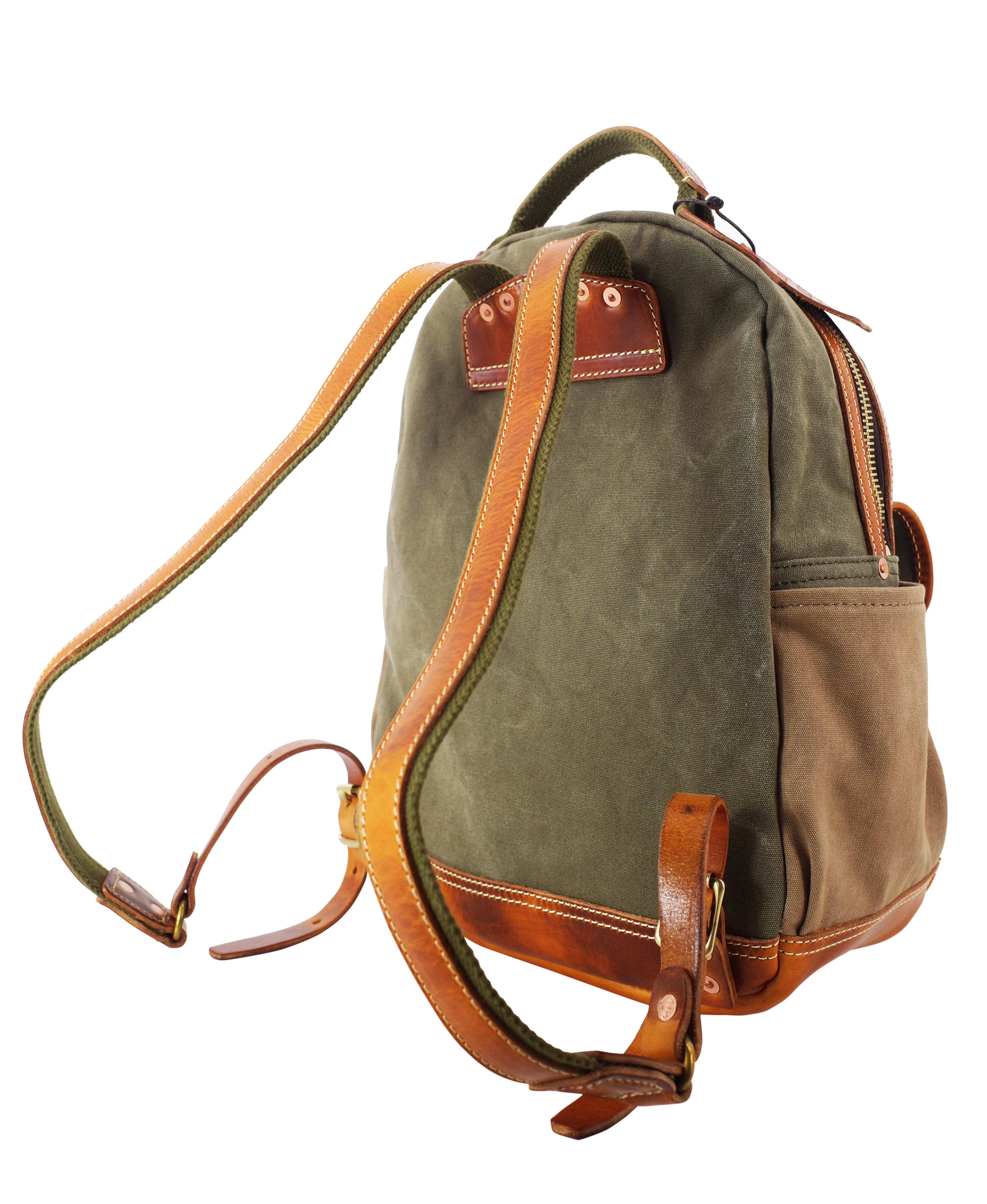 Outdoor daily travel designer handmade heavy canvas genuine leather men's women's backpack vintage camping hiking bagpack