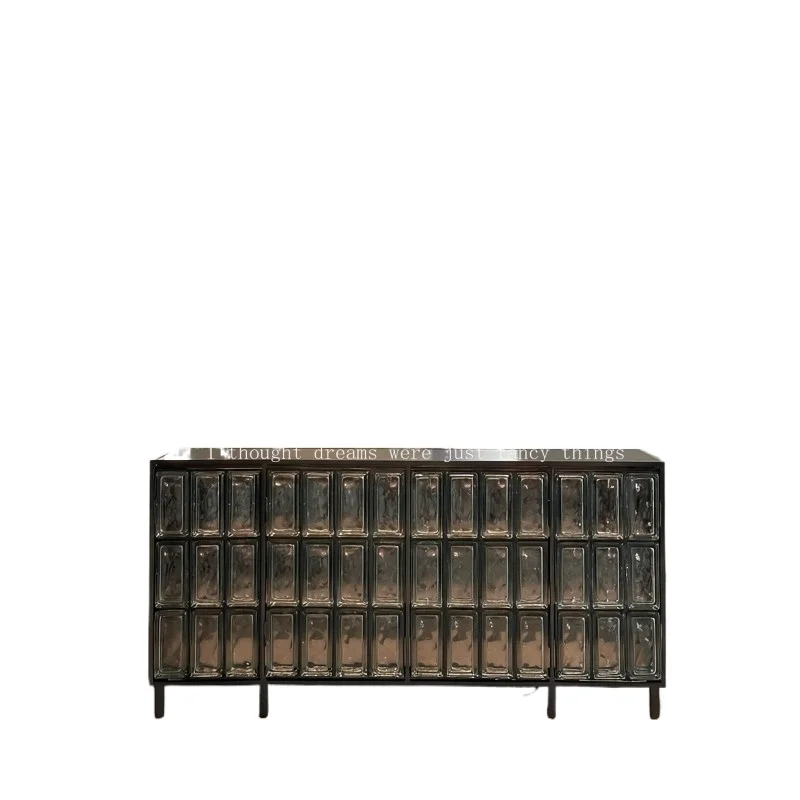 Minimalist Premium Crystal Glass Brick Side Cabinet