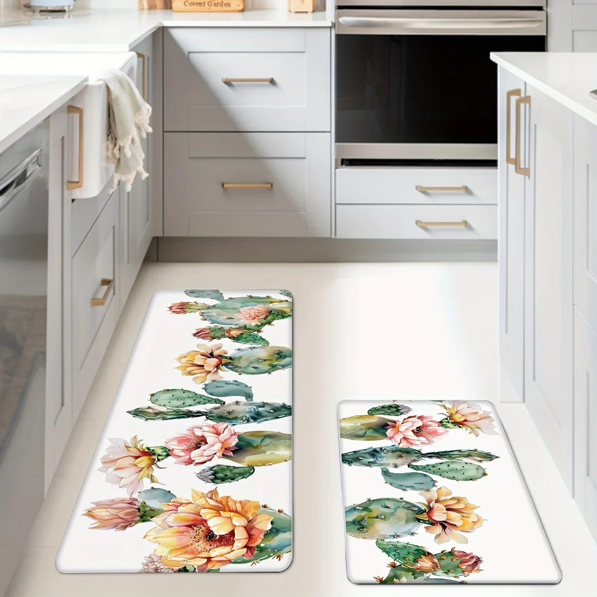 

Cactus Flowers Watercolor Painting Flannel Anti-slip Bathroom Accessories for Living Room Doormat Entrance Foot Mat Home Decor