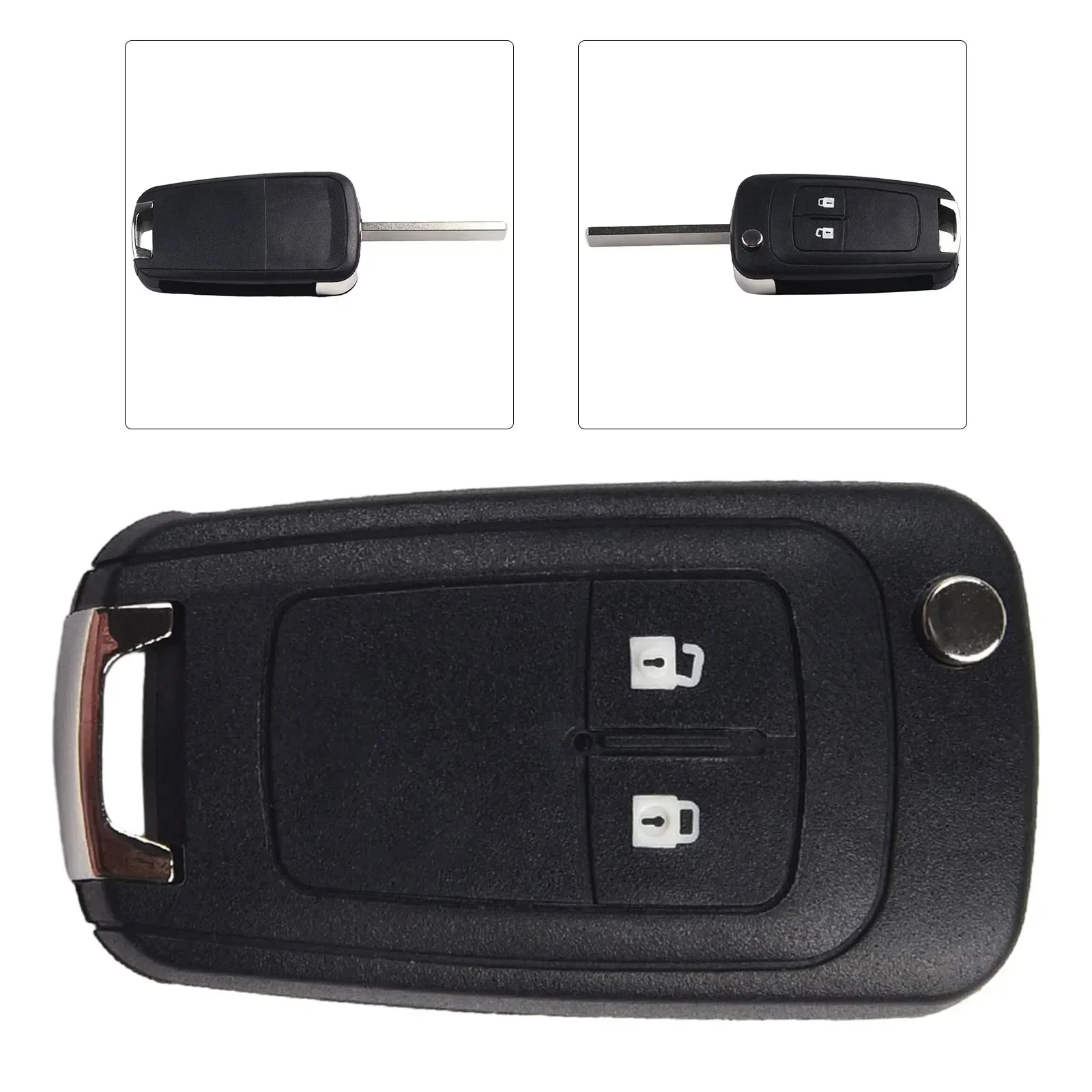 Étui de clé de voiture pliable à 2 boutons, boîtier de clé pliable, coque de clé noire sans batterie, Opel, Zafira, Mokka, Karl, Insignia