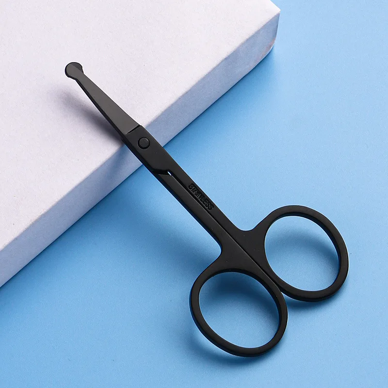 

Round Nose Hair Scissors Stainless Steel Blackening, Rust-proof and Anti-stick, Manual Beauty Eyebrow Trimming, Makeup Scissors