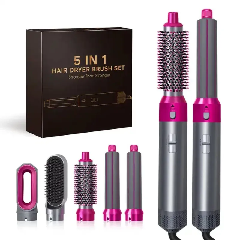  Hair Dryer 5-In-1 Electric Hair Comb Negative Ion Straight Curler Brush Blow Dryer Air Comb Removable Brush Kit Tool 