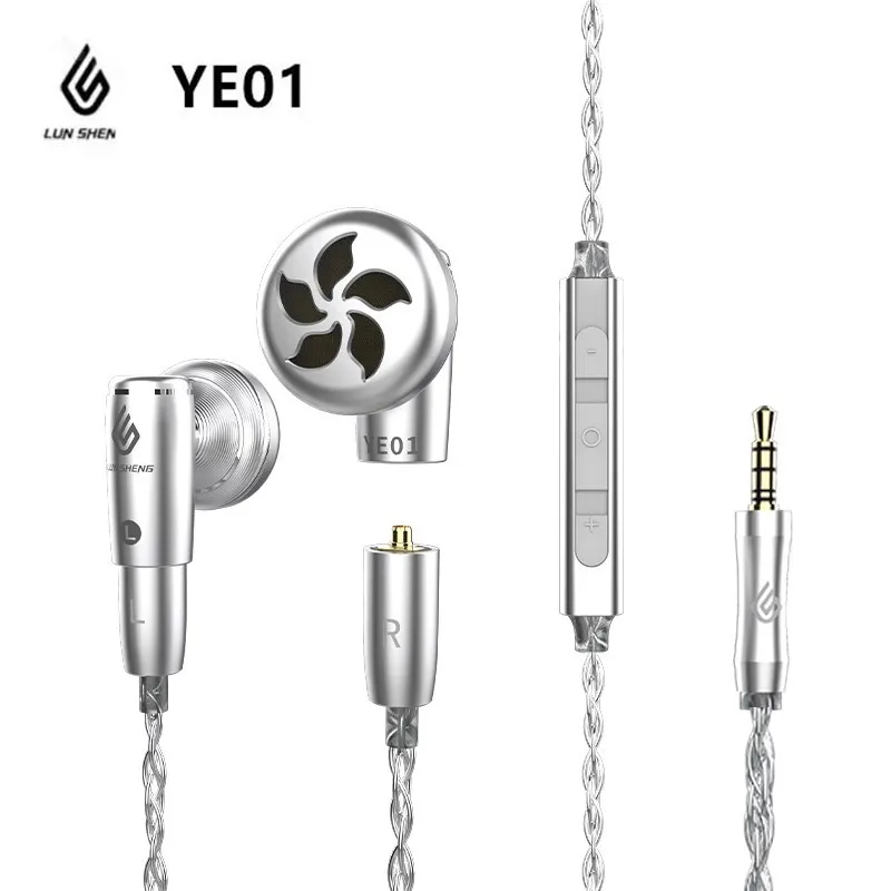 2023 LUN SHENG New YE01 Flat Headphone Dynamic LCP HD Diaphragm MMCX Interface With Mic Interchangeable Cable Plug Hifi Headset