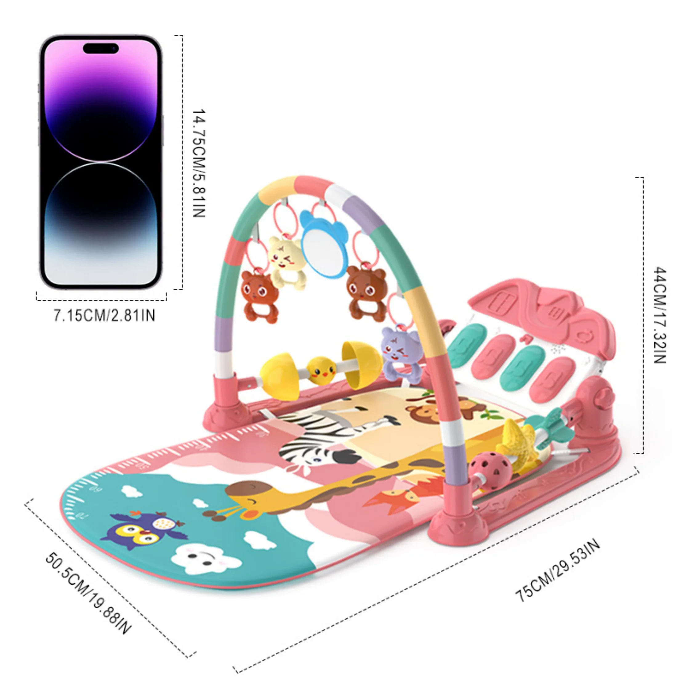 Release Mom's Hands Infant Toy Baby Pedal Piano Fitness Stand Multi-Functional 0-1 Year Old Baby Rattle Toy [Fence with Room]