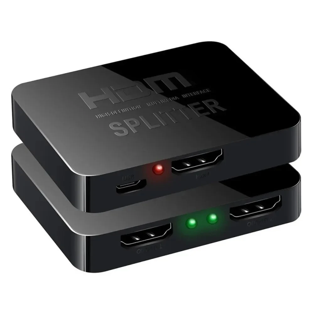 Divisor compatible con HDMI 1x2 4K, interruptor compatible con HDMI, amplificador distribuidor de vídeo 1 en 2 salidas, pantalla Dual para Monitor de PC