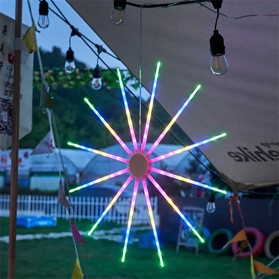 LED Meteor Starburst Light 48/96 LED Hanging Firework Light Christmas Firework Light Holiday Fairy String Light With Remote